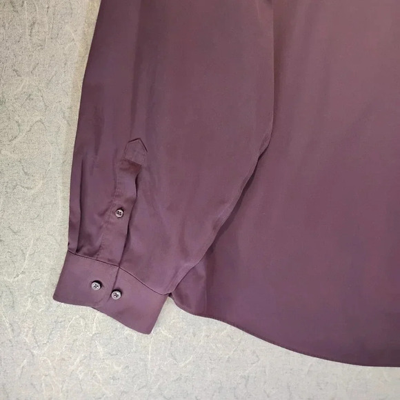 Denver Hayes Purple Never Iron Long Sleeve Button Down Shirt Size 2 XL 18-18-1/2 - Picture 6 of 11